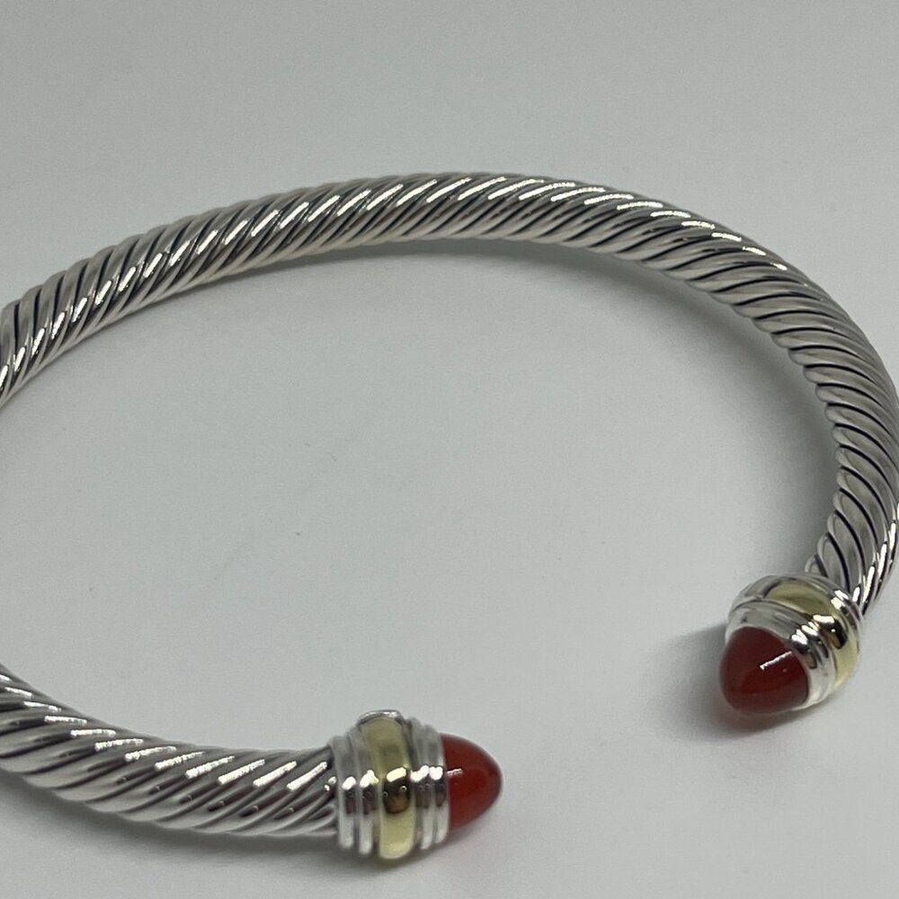 David Yurman Classic Cable 5mm Bracelet with Sterling Silver and Carnelian - Picture 4 of 10